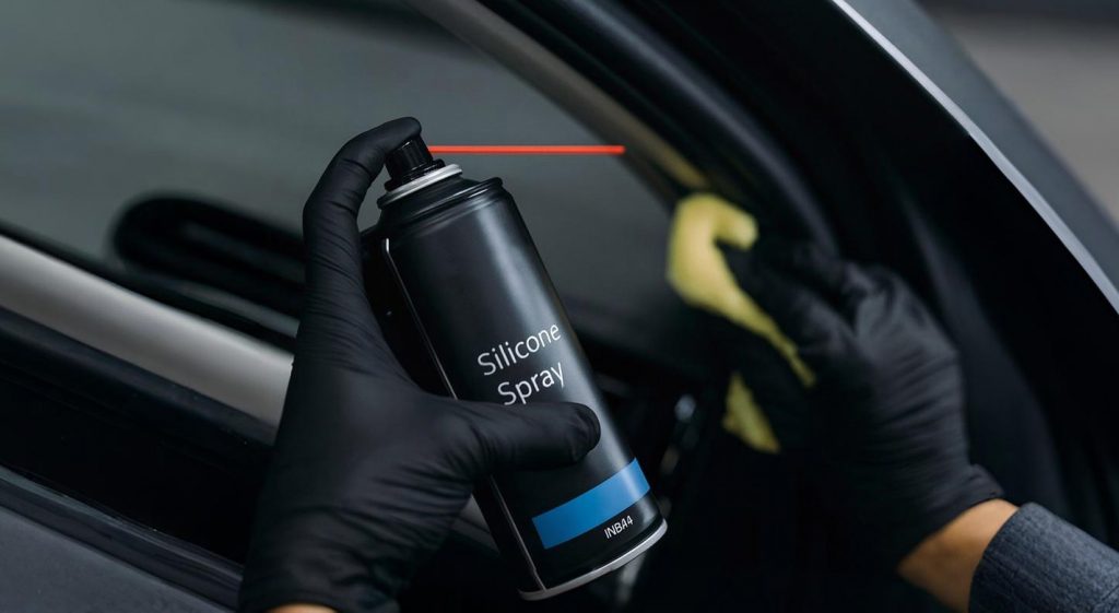 Обработка уплотнителей дверей Мерседес силиконом
